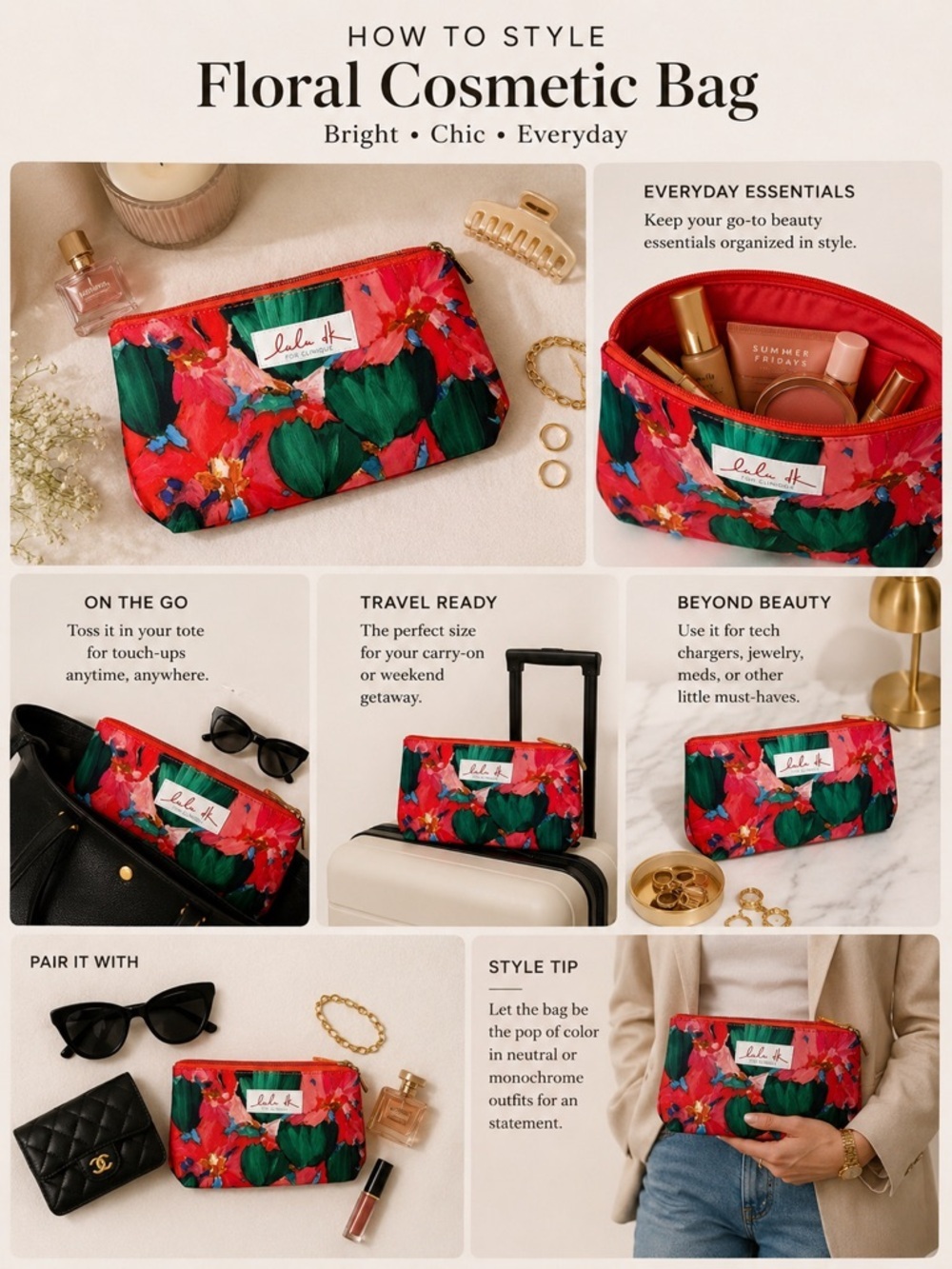 Floral Cosmetic Bag